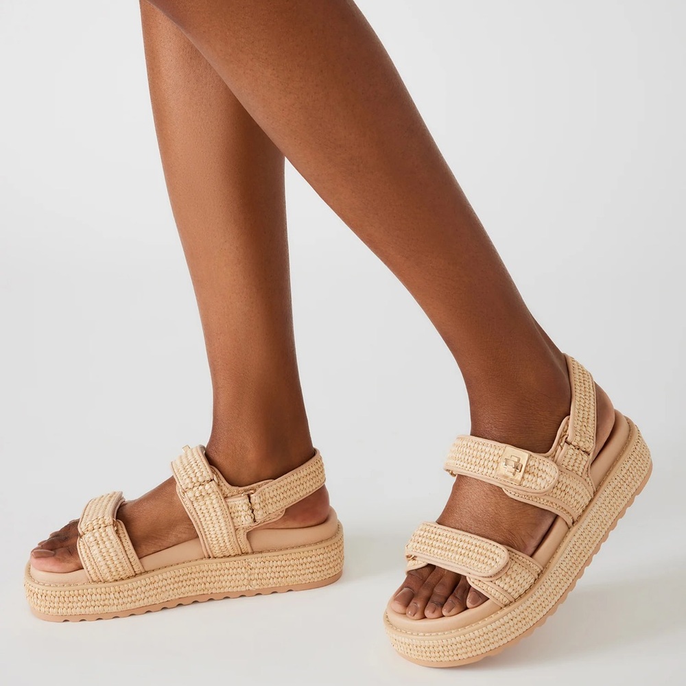 Steve Madden Beige Braided Platform Sandals - Picture 5 of 8